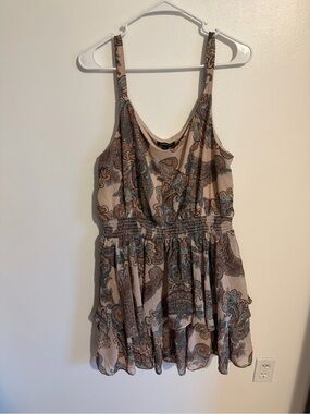 Express Paisley Tiered Mini Dress